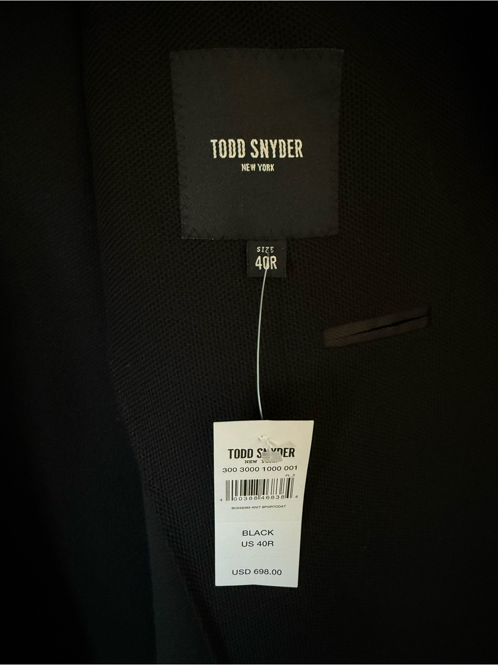 Todd Snyder Knit Black Men's Two-Button Sport Coat - Picture 4 of 4